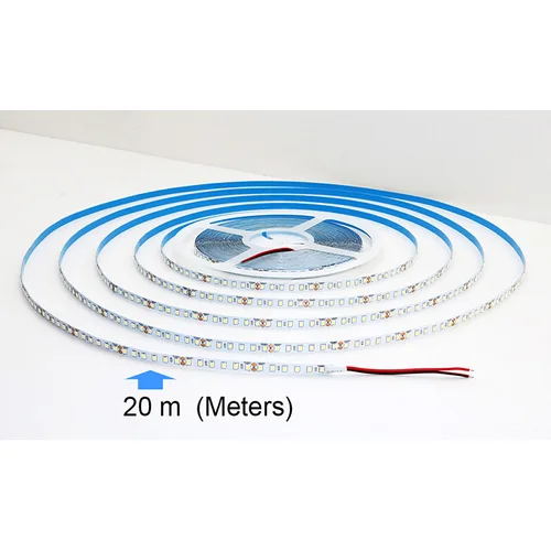 단일 스트립 20 미터 길이 LED 스트립 유연한 절단 가능 전체 길이 20 m 소프트 램프 바, 2835 DC24V 120LEDs/m 백광 난광 무압 강하 LED 램프 중성광 3000K 4000K 6500K 2