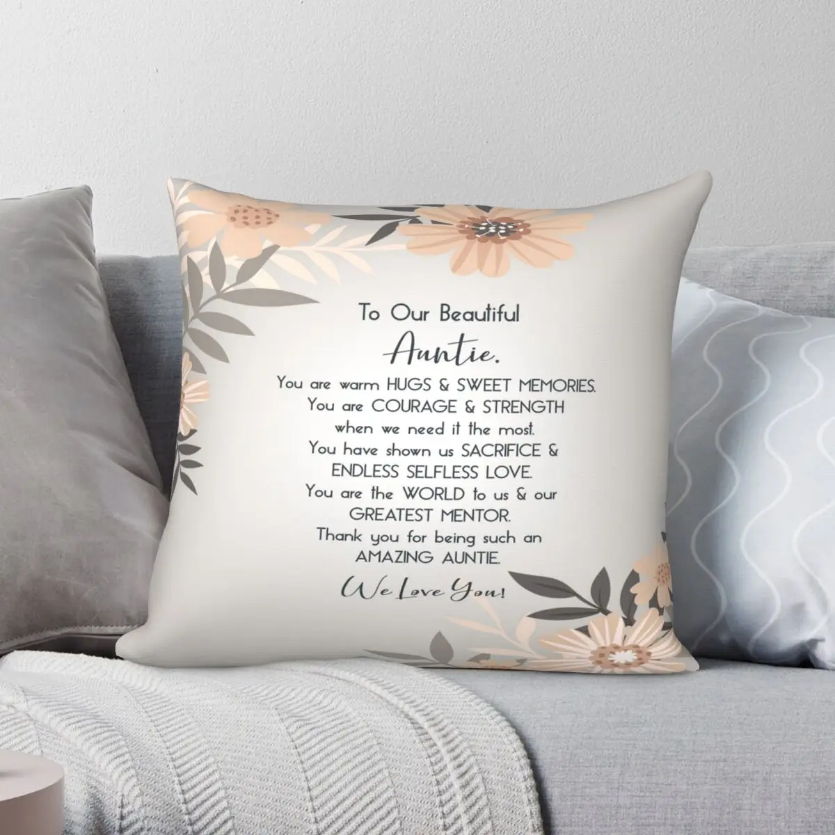 

Auntie Gift Fun Pillowcase Polyester Linen Velvet Creative Zip Decor Pillow Case Bed Cushion Cover