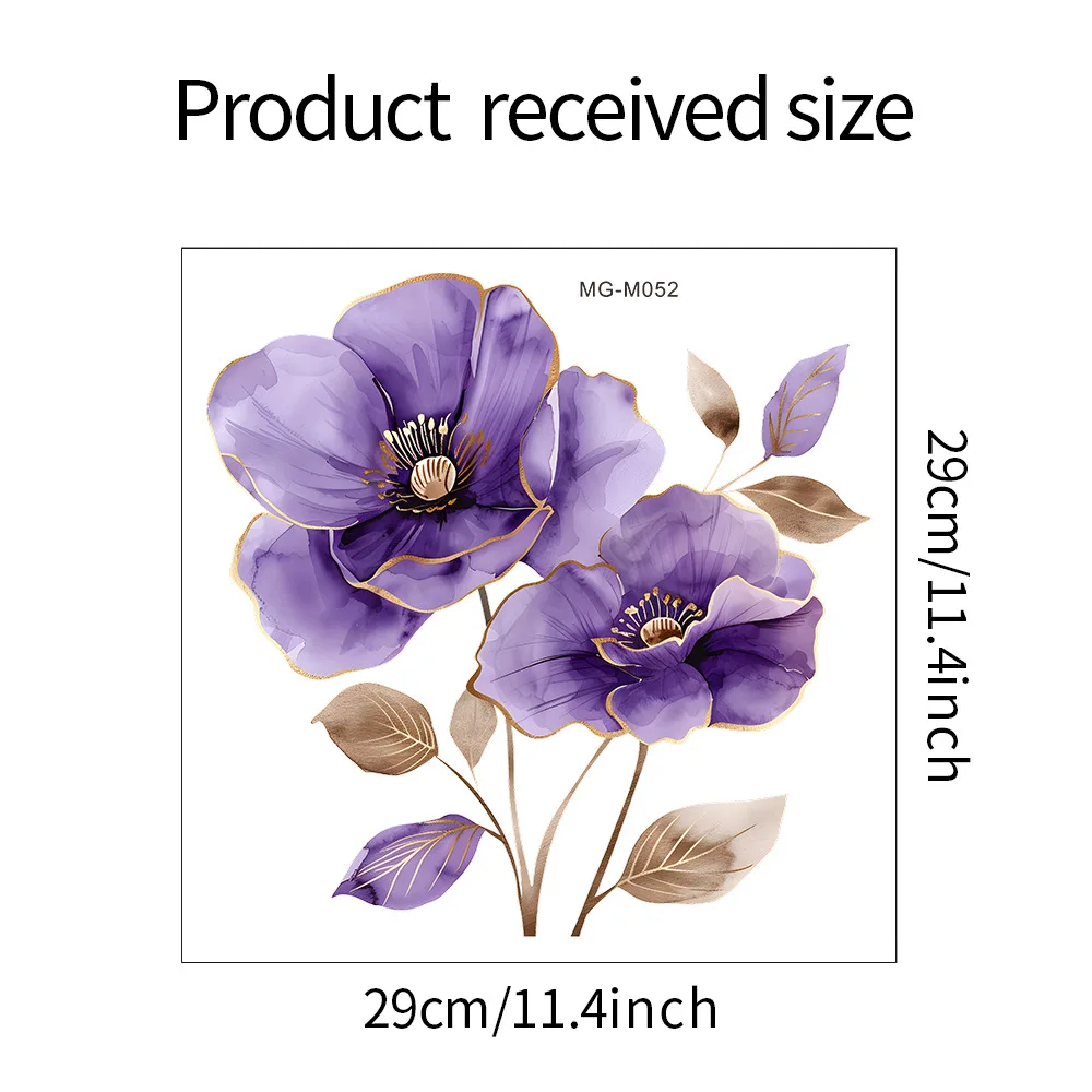 Purple Hydrangea Toilet Decal Sticker – 22x22 Cm Removable Bathroom Wall Art - View #8