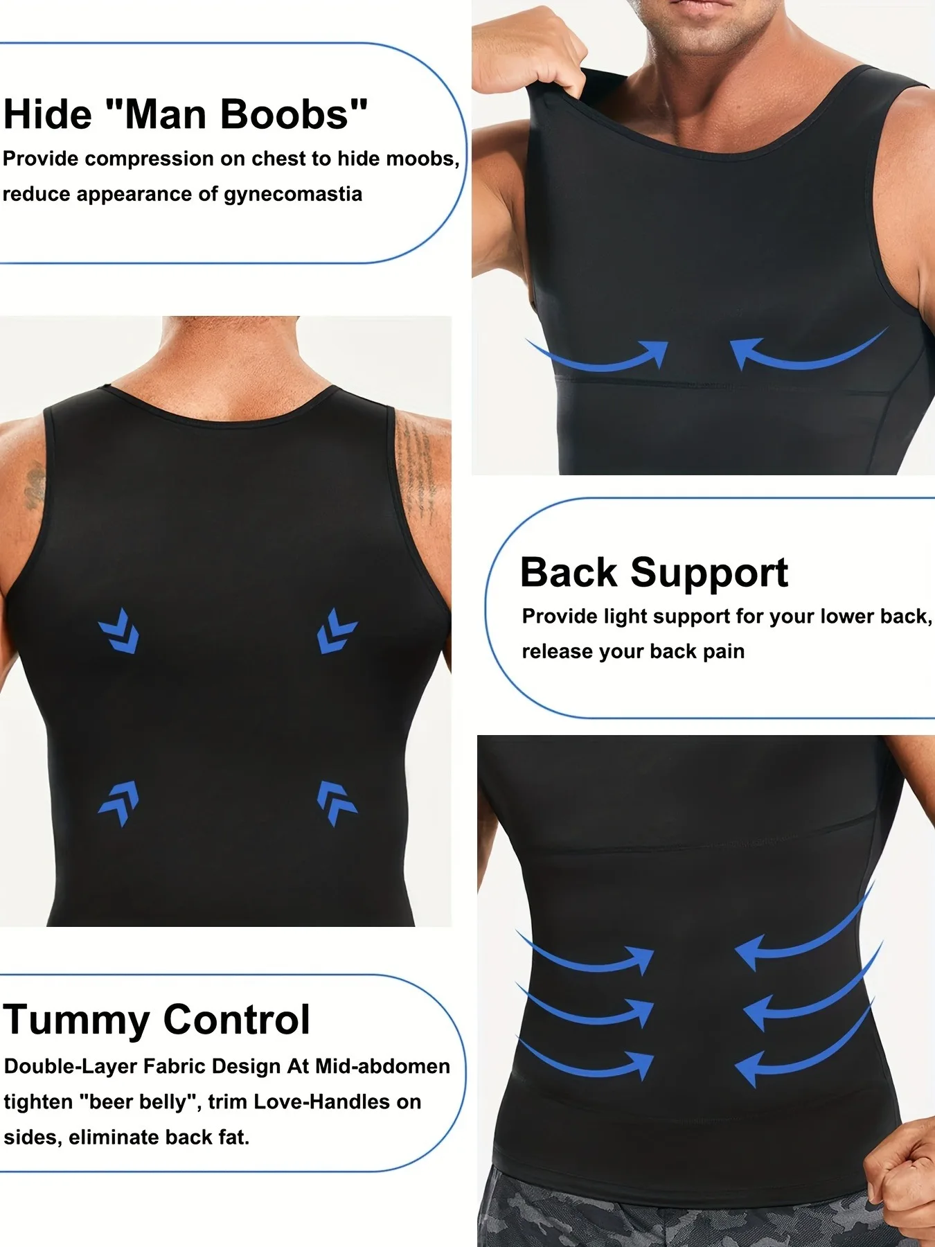 Body Shaper Men's Compression Tummy Control Tank Top Vest Undershirt All Season Shaping Sweatshirt