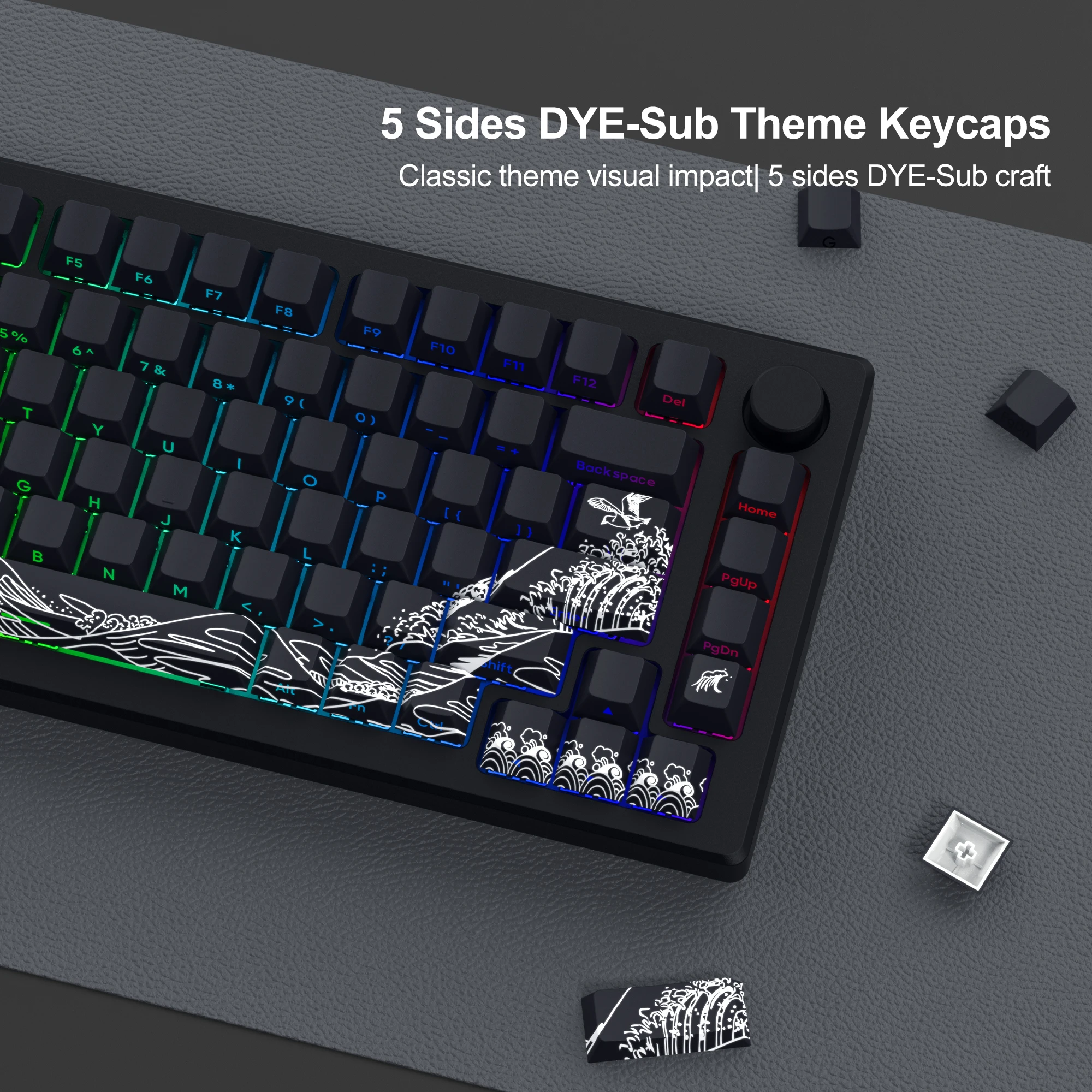 Pbt Keycaps para Cherry mx Gamer Teclado Mecânico Impressão Lateral Mar Negro Coral Backlit Side Dye-sub Cereja Perfil 131 Chaves - Imagem 6