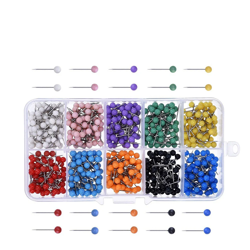 Multi-color Push Round Head Map Tacks for Maps Calendar Whiteboard Fabric Making Safety Colored Thumbtack Office School 100pcs box acrylic metal map tacks push pins acrylic head with steel point cork board safety colored thumbtack office school
