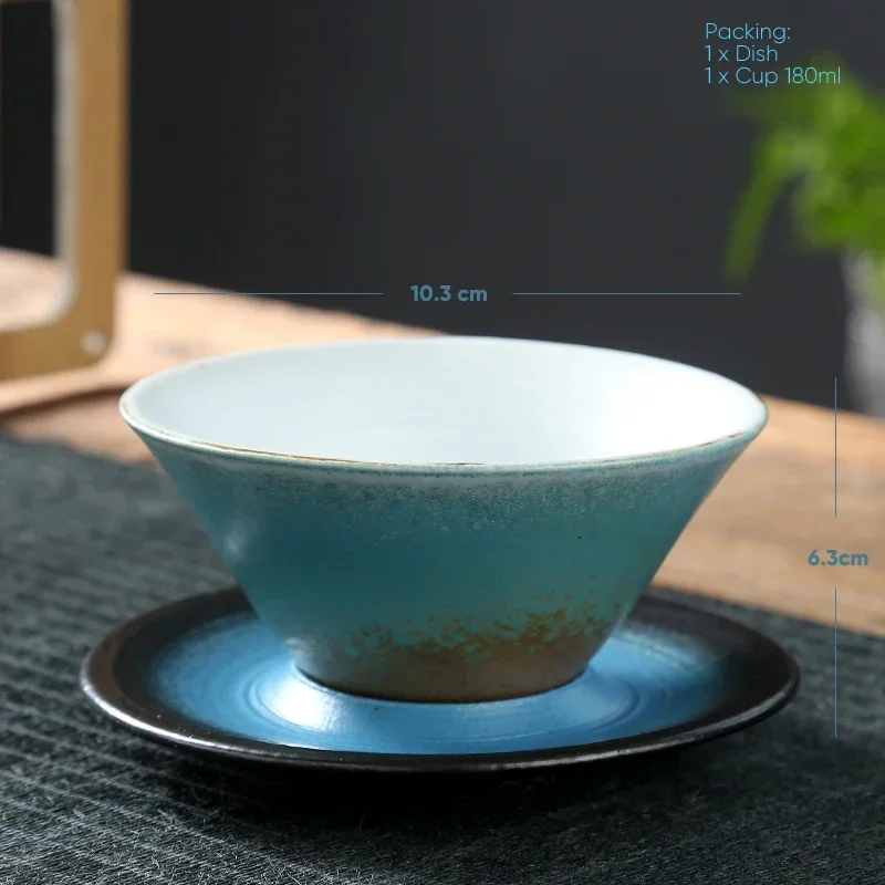 طقم فنجان قهوة وصحن من السيراميك الإبداعي ، كوب قه...