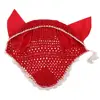 Soft Cotton Hand Crochet Breathable Fly Veil with Ears for Horse Red 5