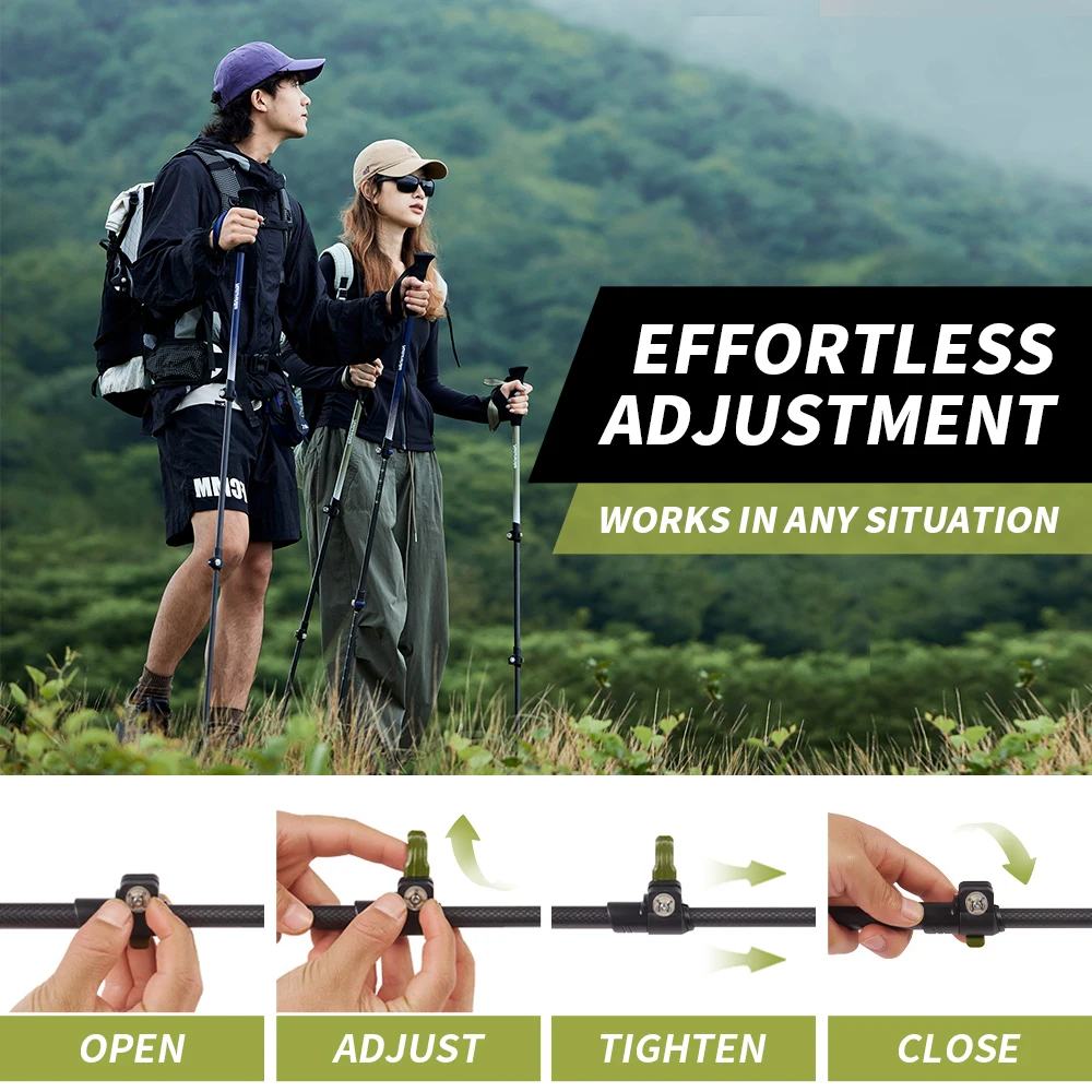 Naturehike Walking Stick First Snow EXT1 Carbon Fiber Hiking Poles 3 Section Ultra-light Telescopic Outdoor Climbing Hiking Cane 5