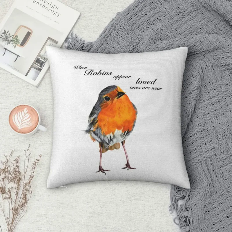 

Ro-bins A-ppear Graphic Cushion Cover Bird Orange Morden Pillow Case For Living Room Chair Pillowcases