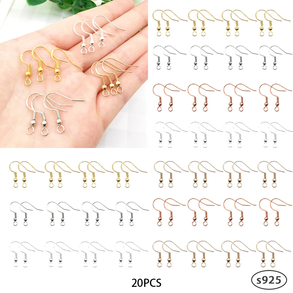 

20Pcs Carving S925 Silver Ear Hook Discovered Hook Handmade DIY Earring Accessories Material Wholesale