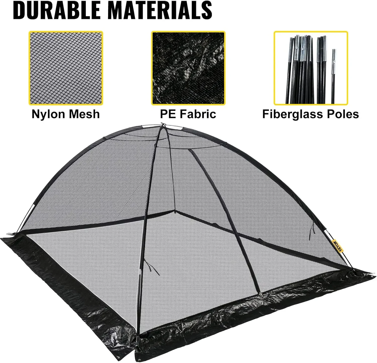 Pond Cover Dome, 7x9 FT Garden Net, 1/2 inch Mesh Dome Net Covers with Zipper and Wind Rope, Black Nylon 2