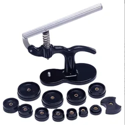 Watch Back Press Tool with 12 Plastic Dies - Precision Hand Tools for Crystal and Case Repair (Black)