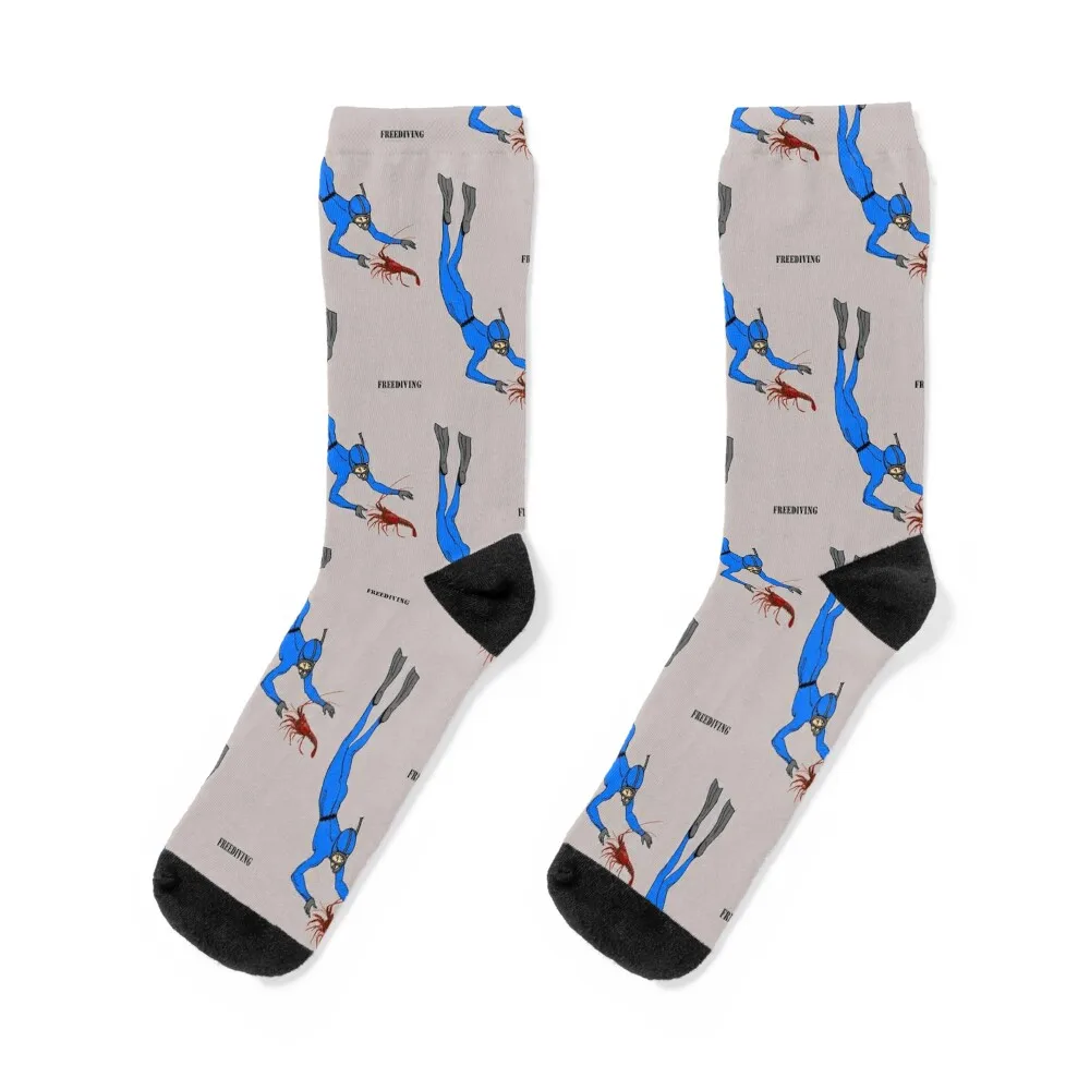 

Freediving Diver Observing a Spiny Lobster Underwater Socks hockey golf kids Socks Male Women's