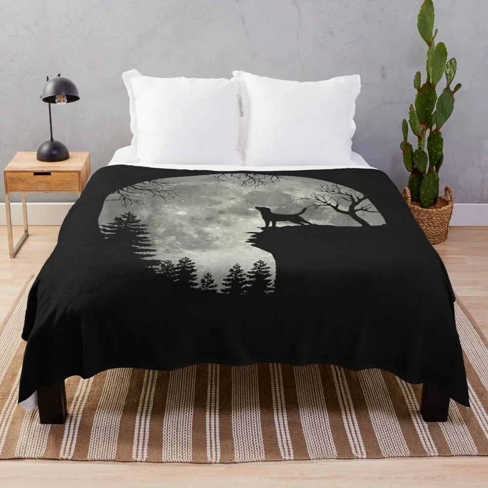 

Labrador Retriever And Moon Halloween Throw Blanket Warm Soft Beds Blankets