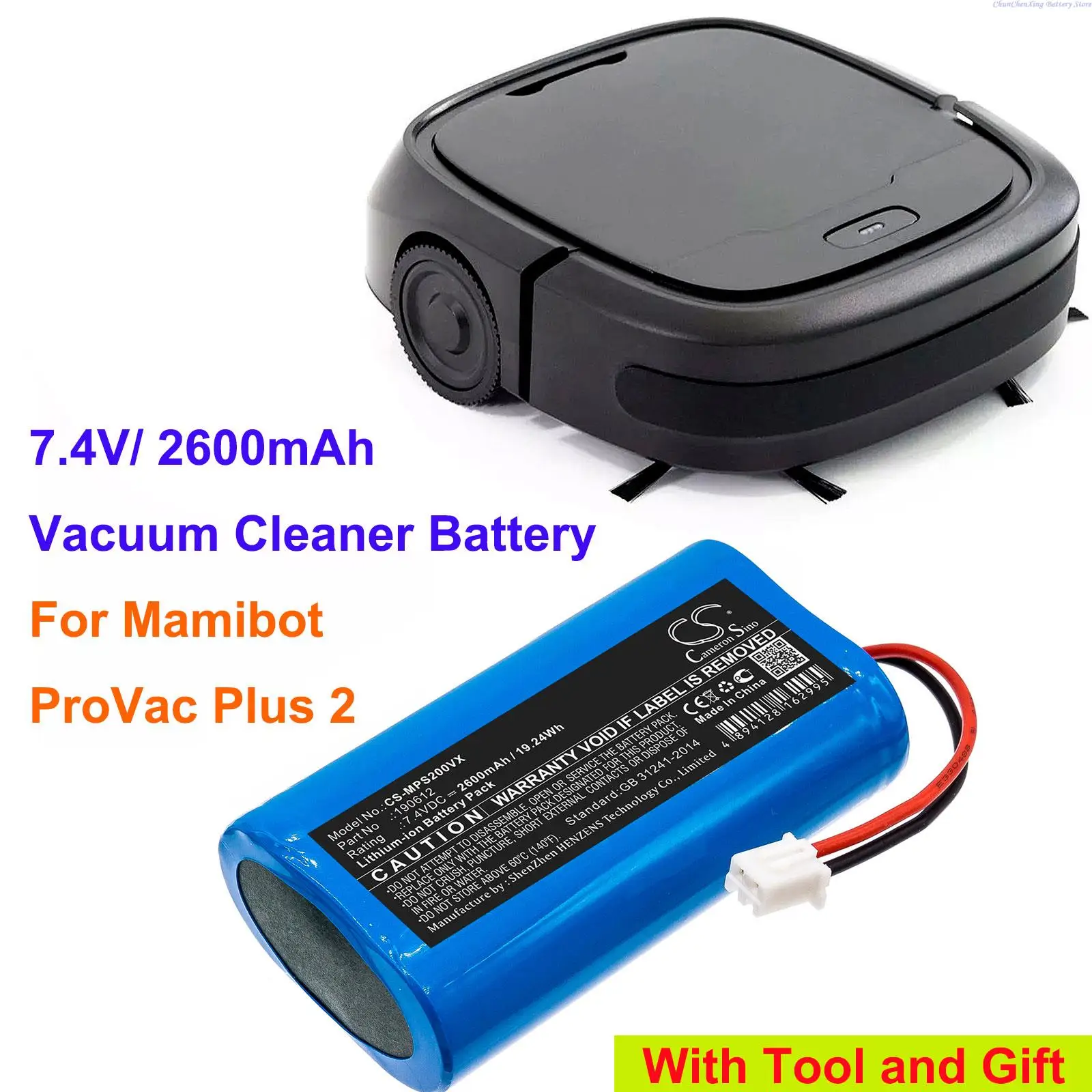 

2600mAh Vacuum Cleaner Battery 190612 for Mamibot ProVac Plus 2