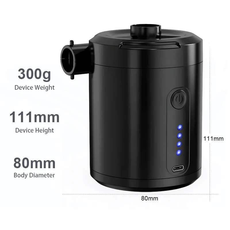 Portable Rechargeable Electric Air Pump with 4 Nozzles & USB Type-C Charging