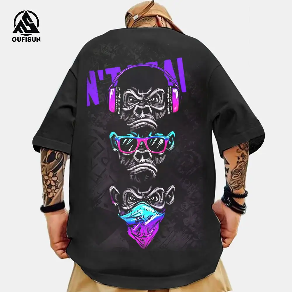 

Trendy Animal T-Shirts For Men 3d Gorilla Print Fashion Casual Short Sleeved Street Harajuku T-Shirt Oversized Sports Shirt Tees