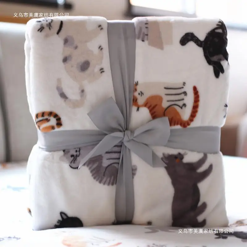 Cute Cat Flannel Blanket Sofa Blanket Bed Sheet Nap Blanket Lunch Break Air Conditioner Christmas Blanket Luxury Blanket 3
