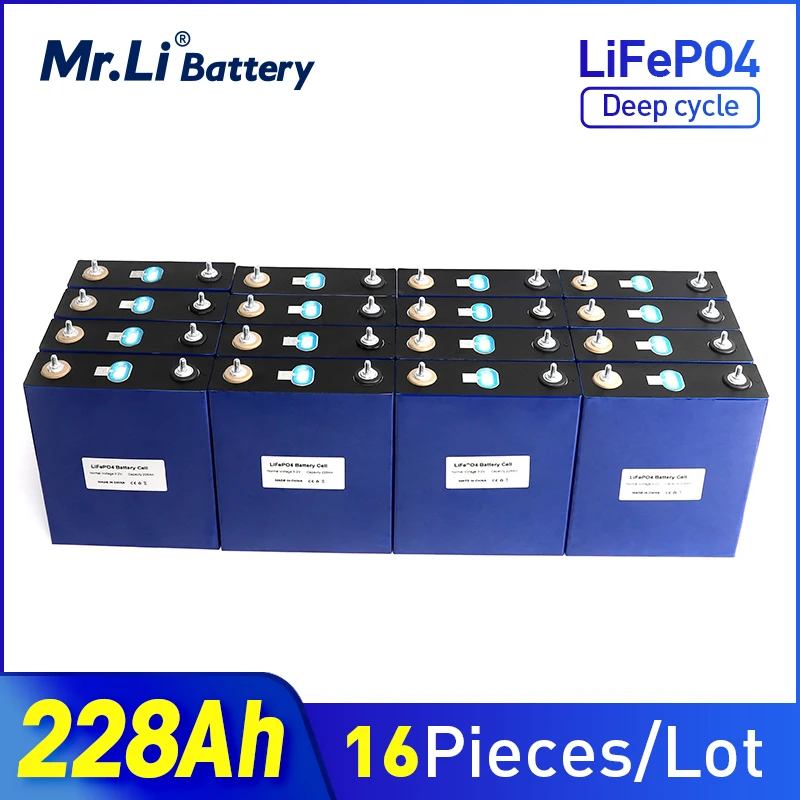 

3.2V 228Ah 230Ah 16PCS Lifepo4 Battery Cell Rechargeable 24V Solar Energy Storage Solar Power System UPS Supply EU US TAX FREE