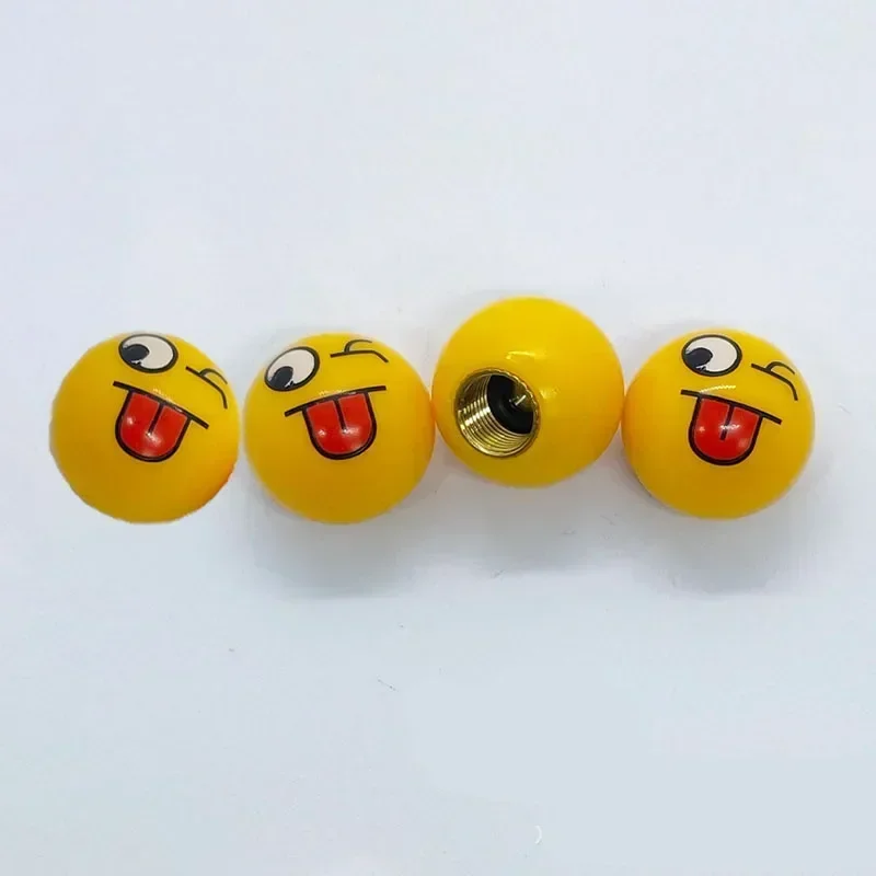 Aluminum Smiley Face Tire Valve Stem Caps - Set of 4