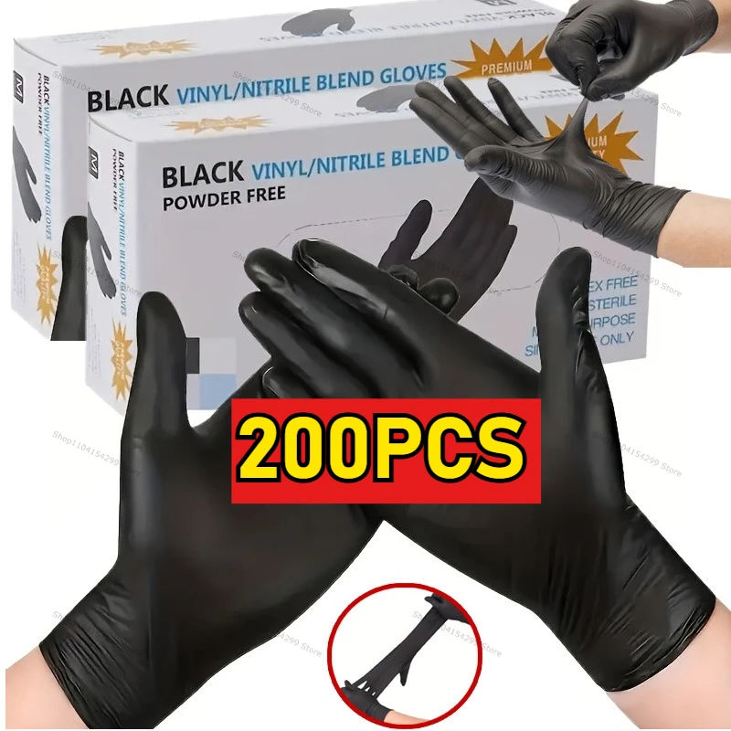 Black Waterproof Disposable Latex Gloves for Kitchen, Cleaning, and Automotive Use