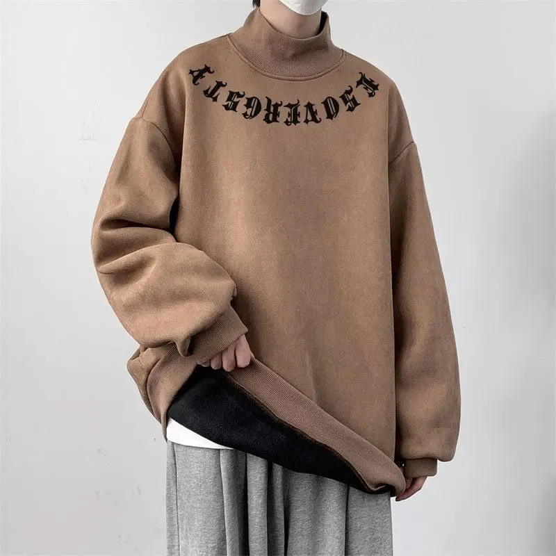

Korean simple style design Sanskrit text pattern round neck sweatshirt for men and women casual Hong Kong style retro couple top