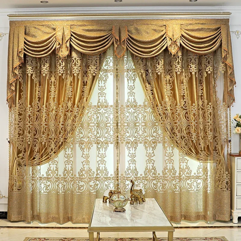 Living Dining Room Bedroom Curtains High-end Luxury European Embroidery Gold Door Window Room Decor Customize