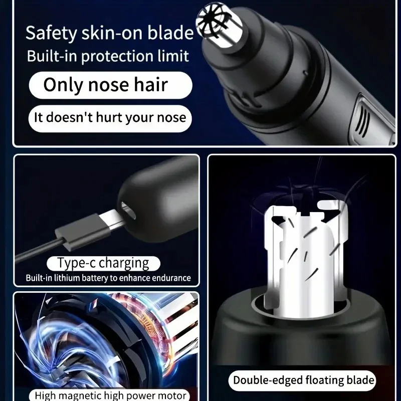 Xiaomi Electric Nose Hair Trimmer Men's Rechargeable Nose Hair Trimmer Digital Display Painless Hair Removal Nose Hair Repairer 3