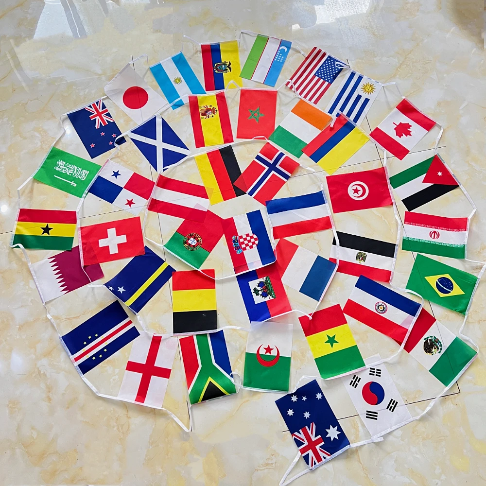 2026 42pcs/48pcs Country Flag NEW cup Countries Flag Bunting National String Ba…