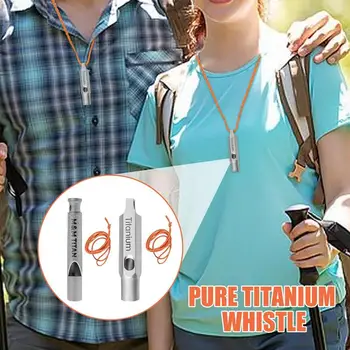 Portable Titanium Wining Sports Keychain Whistlehistle - Emergency Survival Whistle with Lanyard - For Camping, Hiking, Exploring - Sports Training Whistle 2