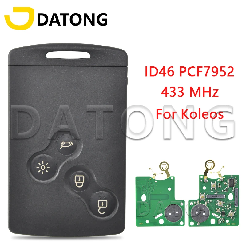 Datong World Car Remote Key For Renault Koleos Clio Megane Scenic Keyless Entry ID46 7952Chip 433Mhz Hands Free Promixity Card