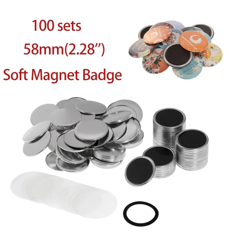 

100pcs Soft Rubber Magnetic Button 58mm Fridge Sticker Materials Blank DIY Badge Button Maker Whiteboard Refrigerator Remark