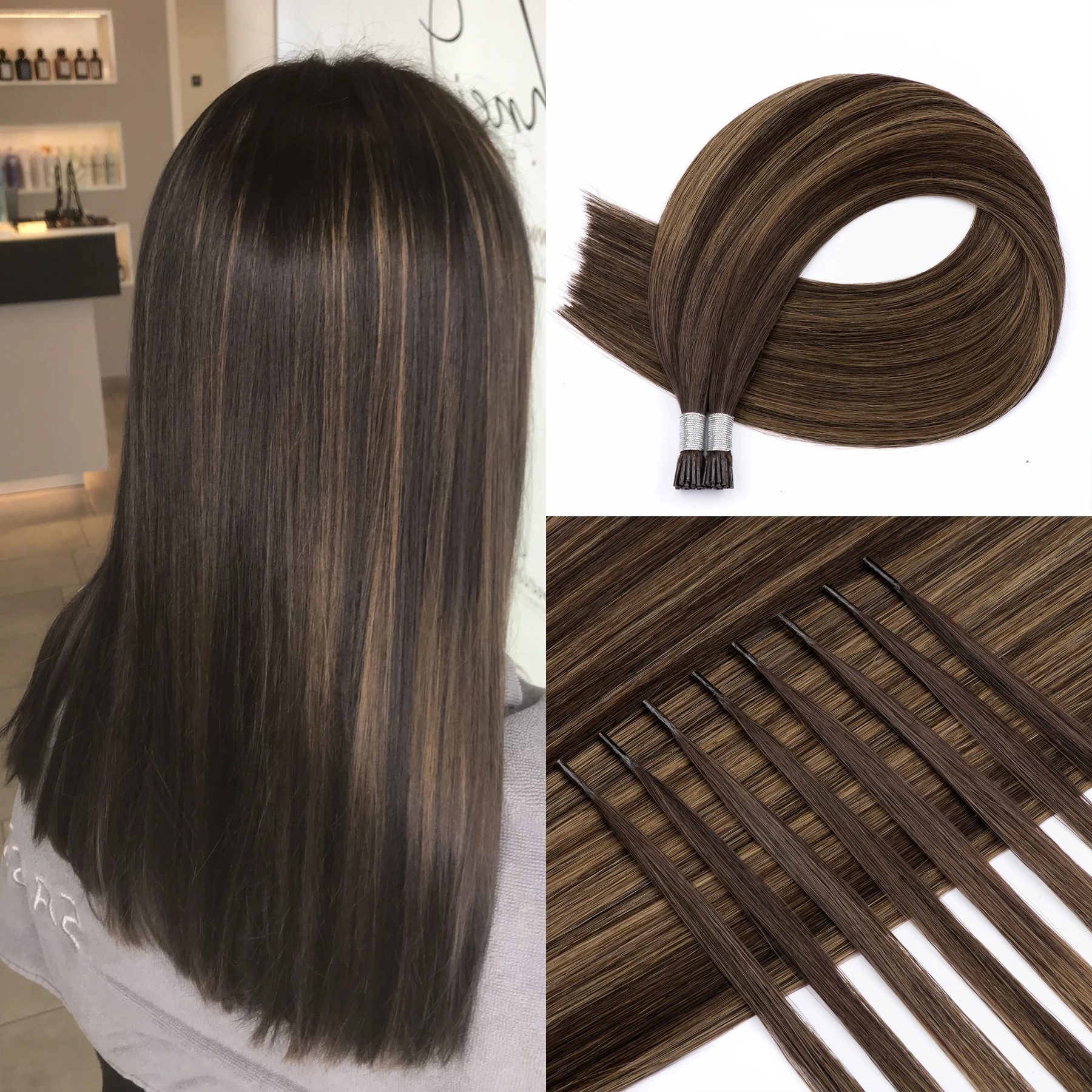I Tip Hair Extensions Remy Human Hair Straight Black Brown Blonde Extensions ITip Human