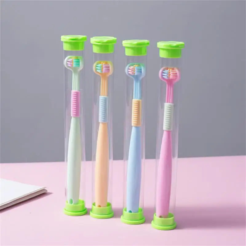 

1PCS Stereo Three-Sided Toothbrush PBT Ultra Fine Soft Hair Adult Toothbrushes Tongue Scraper Deep Cleaning Oral Care Teeth