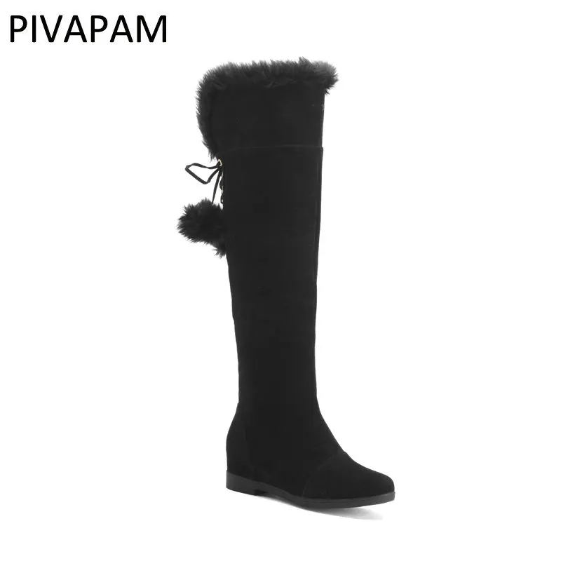 

Womens Snow Boots Casual Flat Shoes All-match Knee High Boots Warm Cotton Shoes Fashion Side Zip Women New Winter Boots