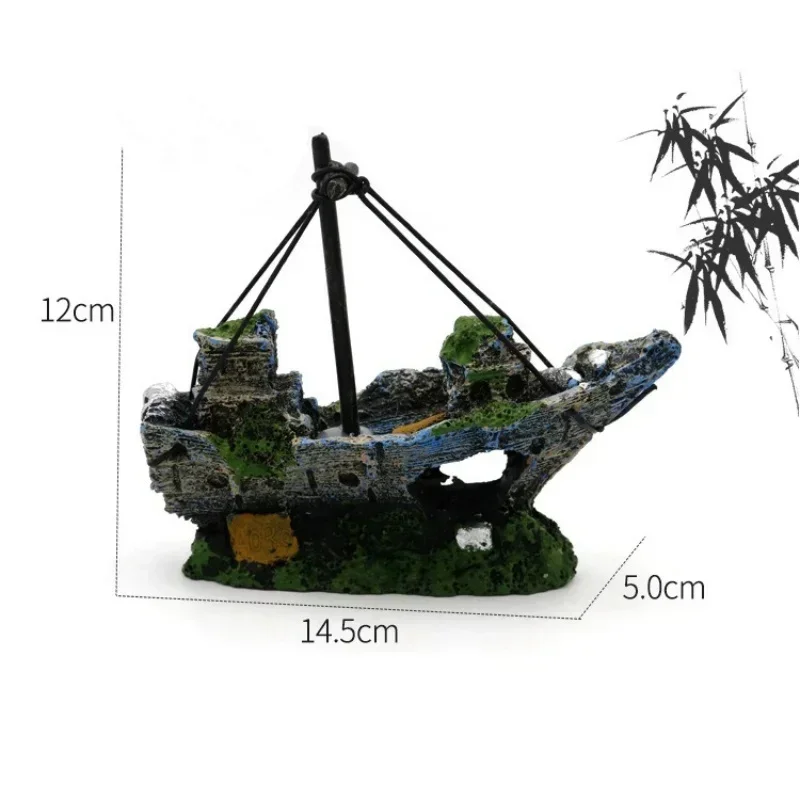 1pcs Aquarium Fish Tank Landscaping Shipwreck Pirate Ship Decoration Resin Boat Accessories Furniture Pet Fish Tank Decorations