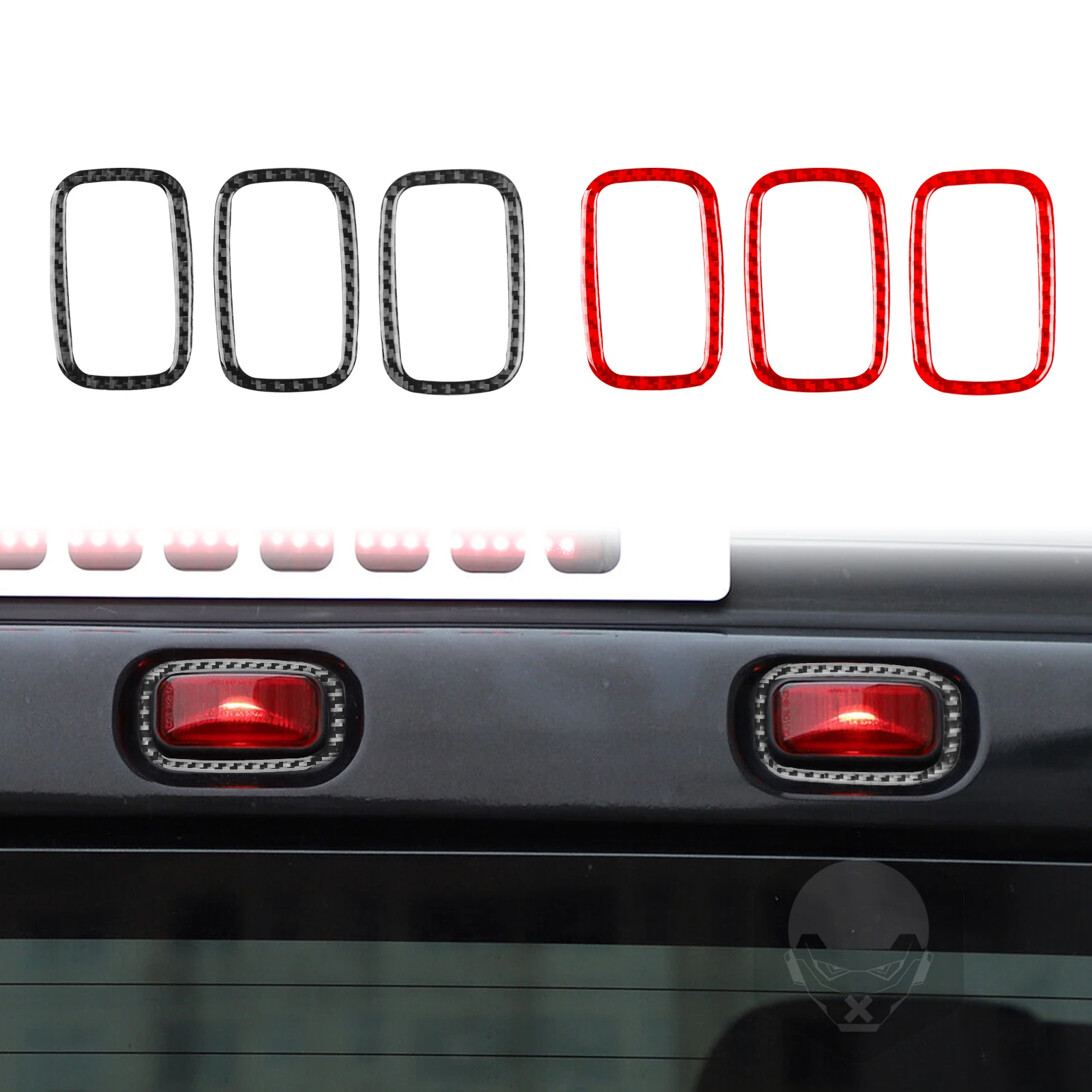 

For Hummer H2 2003 2004 2005 2006 2007 Carbon Fiber Car Exterior Rear Roof Lamp Frame Wood grain Trim Accessories Sticker
