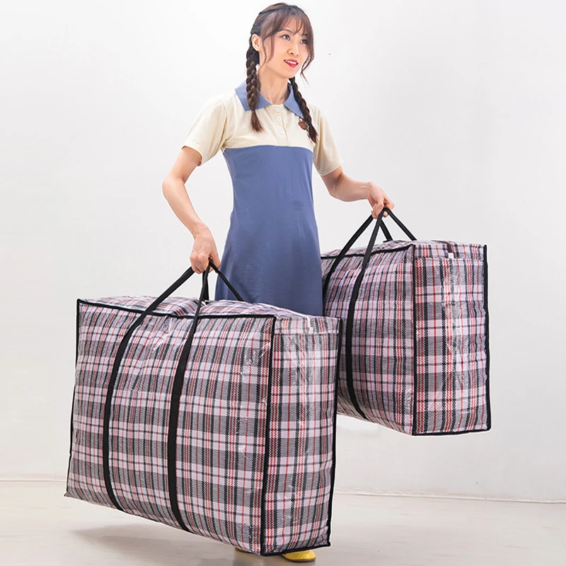 Extra large hand-held folding travel bag thickening large capacity waterproof luggage storage bag moving packing woven bag