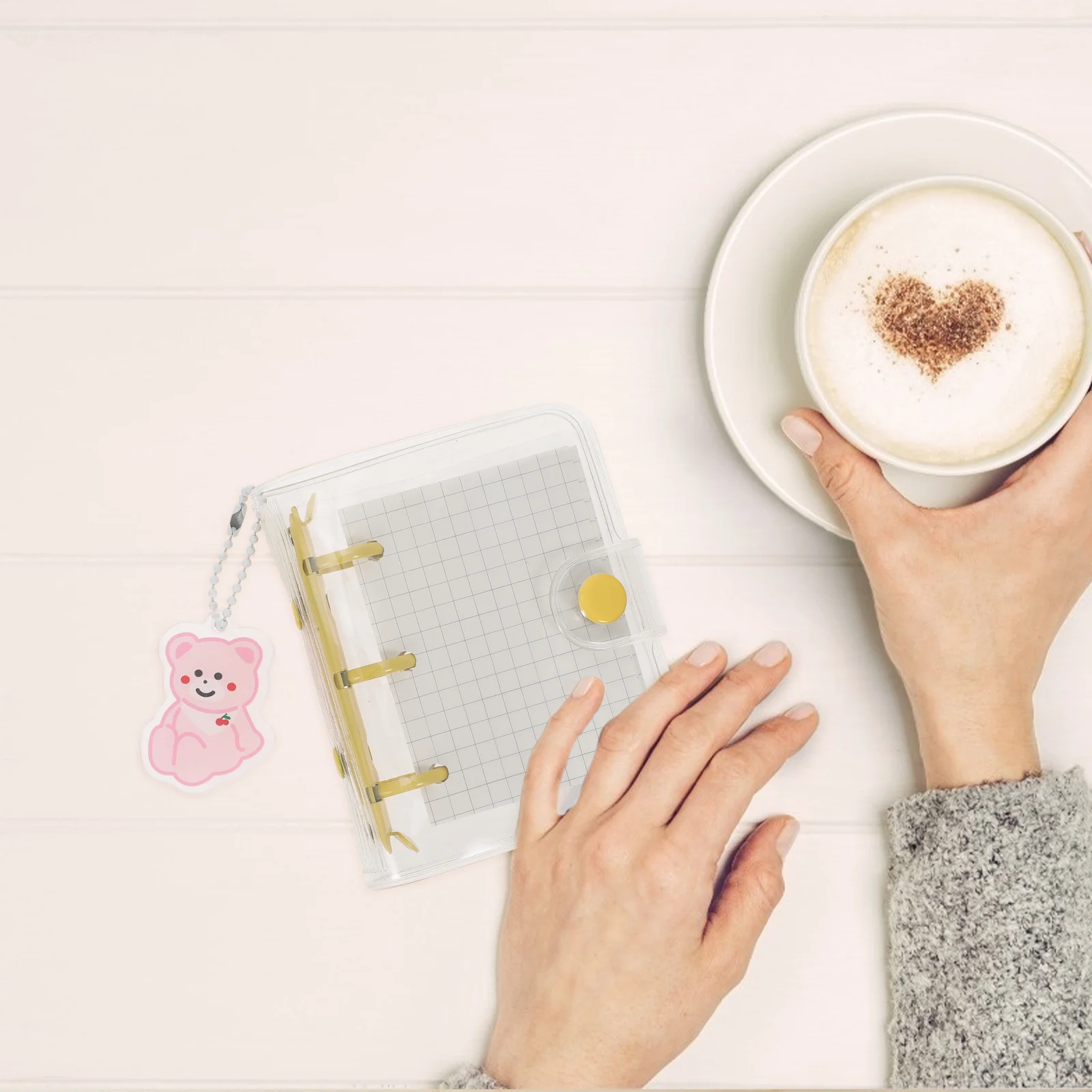 

Nuobesty Mini Binder Notebook with Transparent Cover and Blank Inner Paper Pocket (Carrots)