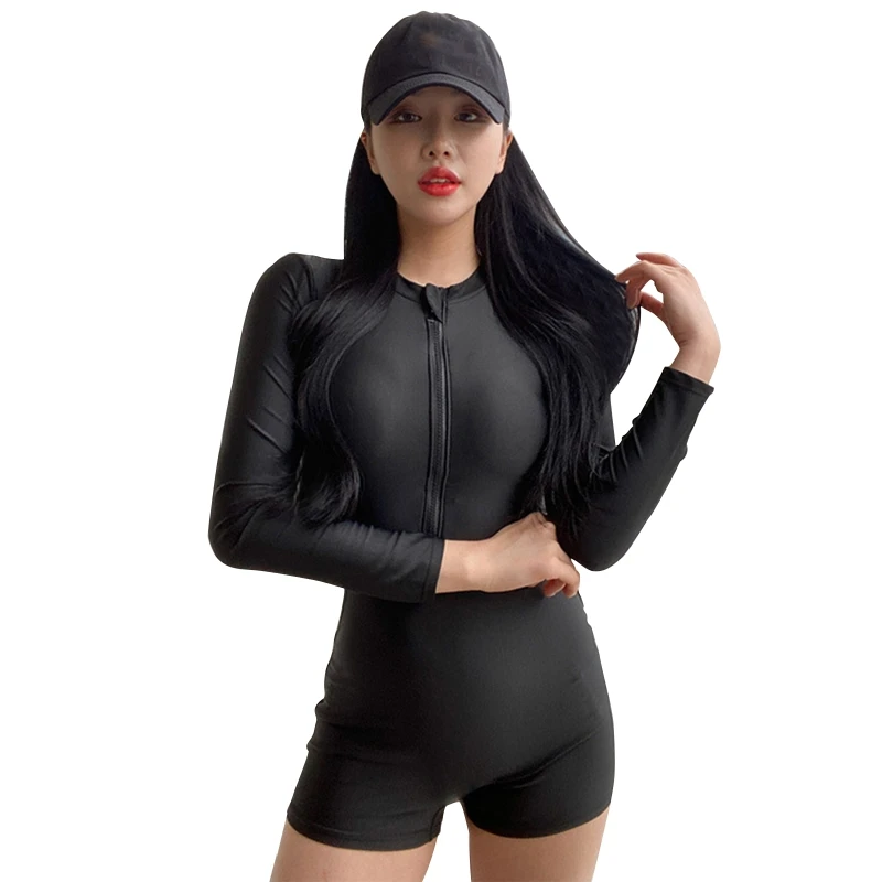 H58D Costume Da Bagno Bikini Intero A Maniche Lunghe Da Donna Boxer Costume Da Bagno Bikini Pantalone Da Bagno