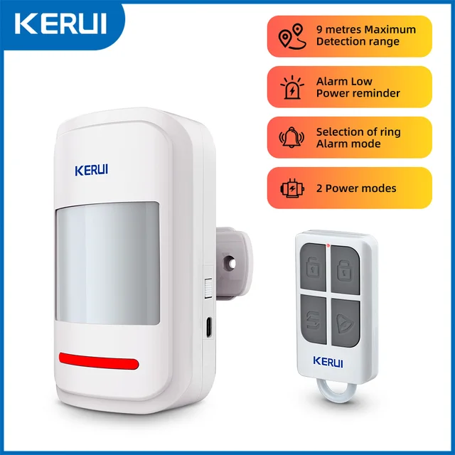 KERUI 433MHz Infrared Motion Sensor Detector Alarm/Doorbell Two Modes Wireless PIR Motion Alarm with Remote SOS for Home Elders 2