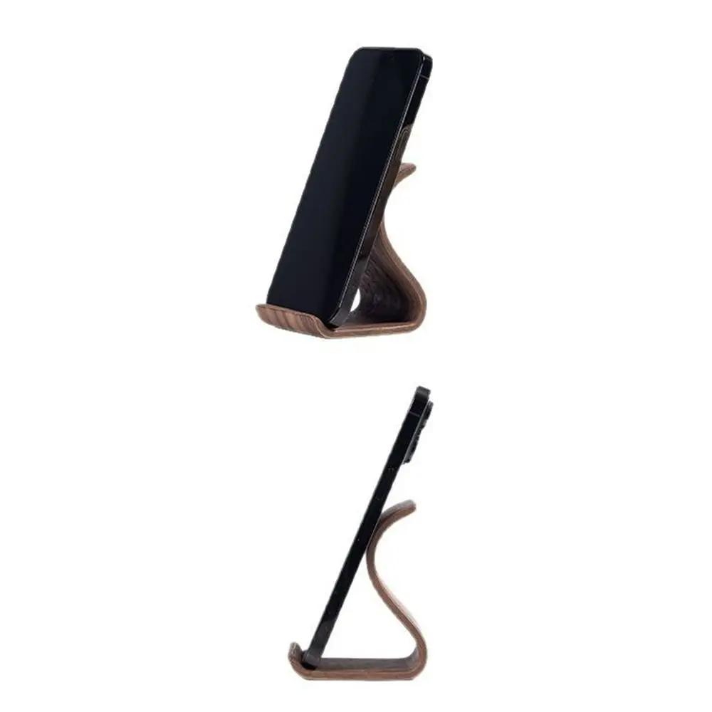 Einfacher Multifunktionaler Telefonhalter aus Holz in Gelb-Kaffee, Telefonständer in Zwei Größen, Display-Ständer, Schreibtisch-Dekoration – Detail 4
