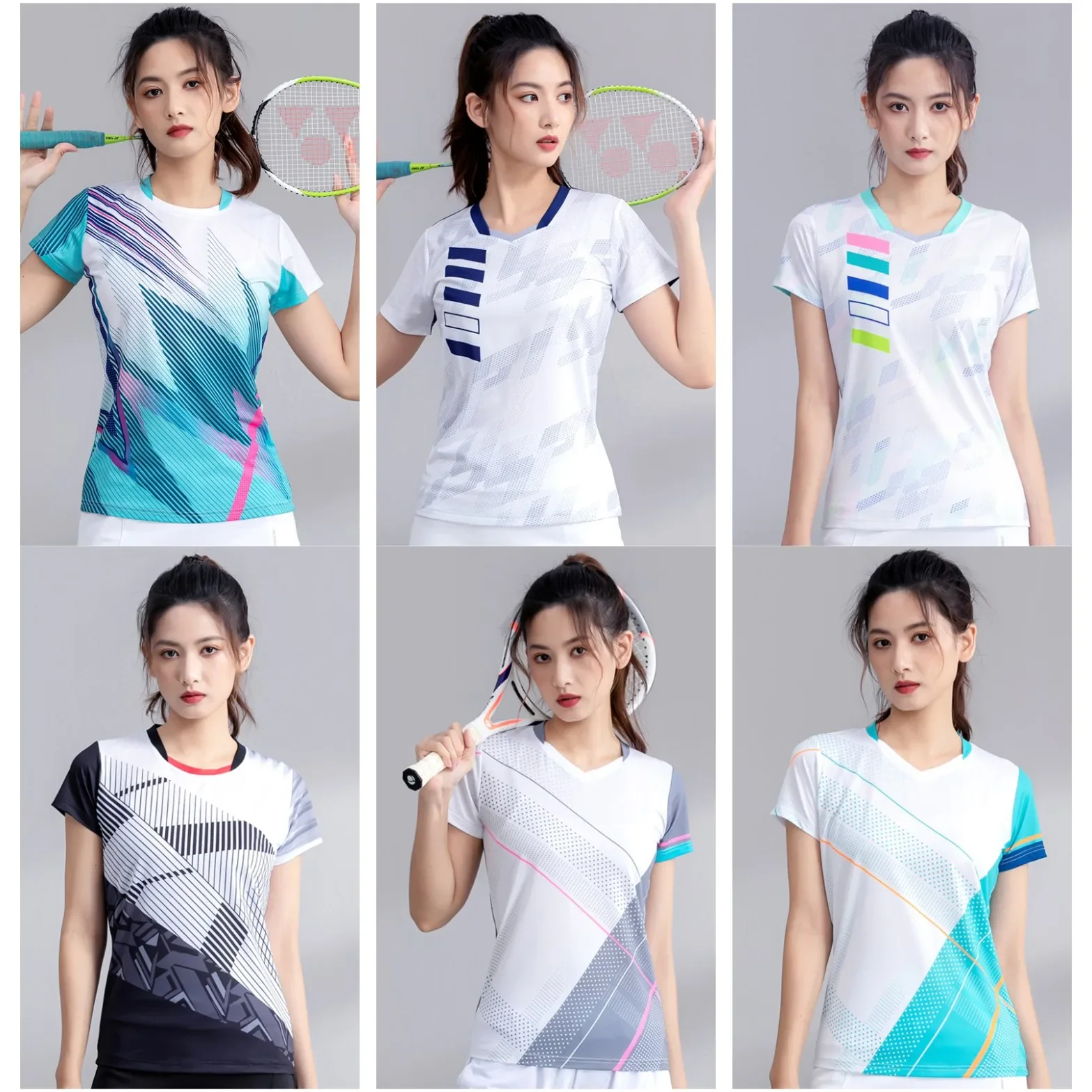 Badminton sports men's and women's short sleeved quick drying breathable top, table tennis competition