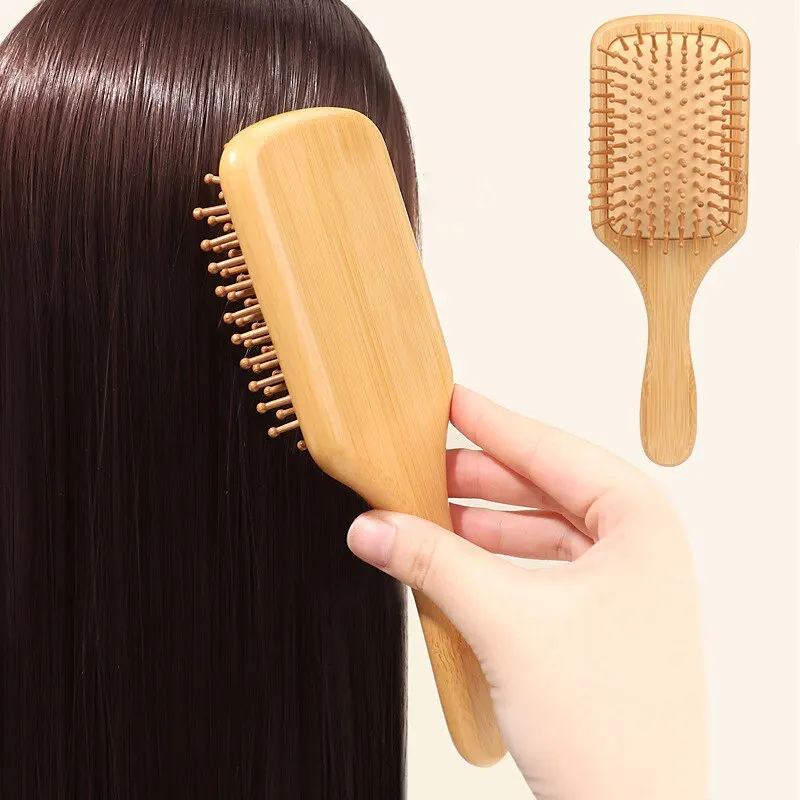 Hair Comb Solid Wood Bamboo Air Cushion Comb Scalp Massage Shun Hair Air Bag Comb High Rebound Shun Hair Beauty Large Plate Home Use