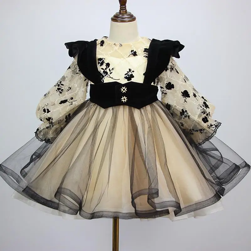 

New Children's Princess Evening Gown Long Sleeve Design for Wedding Birthday Baptism Eid Party Clothing Baby Girls Dresses