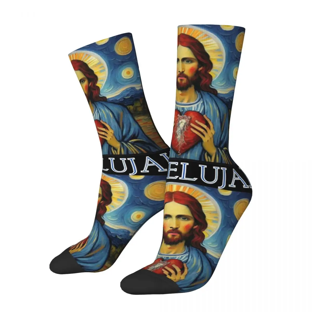 

Jesus Christ Say Hallelujah Theme Design Socks Merch for Men Flexible Print Socks