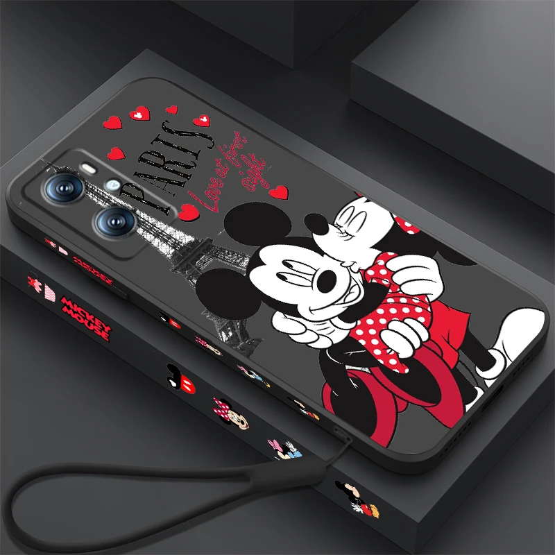 Disney London Minnie Mickey Liquid Left Rope Per Oppo Find X6 X5 X3 A98 A96 A94 A93 A77 A76 A74 A72 A57 A53 A16 5G Funda
