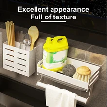 

Detachable Sink Sponge Holder kitchen Storage Rack with Hook Paper Towel Holder Refrigerator Side Hanging Organizer Shelf