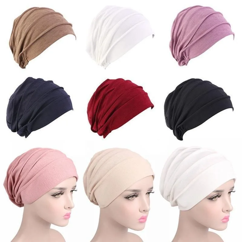 

8 Colors Muslim Women Hijab Hat Cap Turban Headscarf Wrap Head Cover Cancer Cap