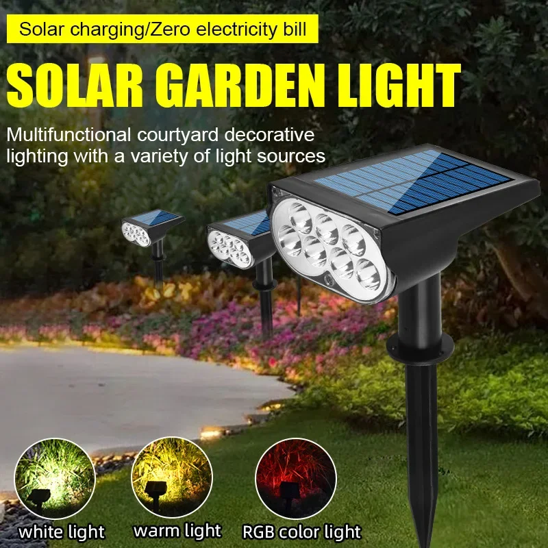 

Solar Outdoor Spotlight Double Hole Colorful Gradient Patio Landscape Light Waterproof Villa Garden Lawn Lights