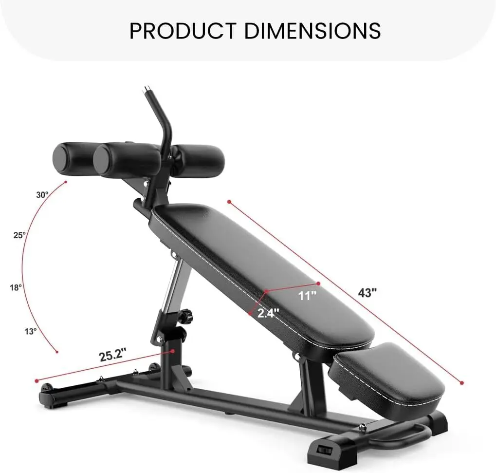 Finer Form Semi-Commercial Sit-Up Bench For Core Workouts and Decline Bench Press. Adjustable Weight with Reverse Crunch