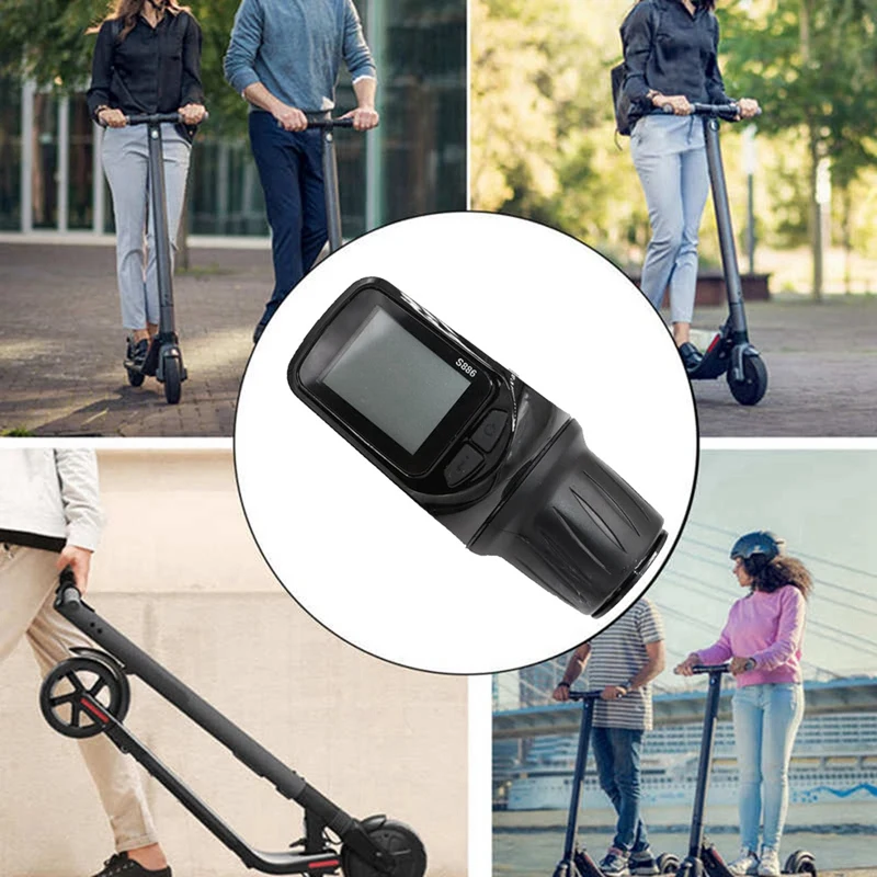 1 PCS 24V 36V 48V 60V S886 Ebike LCD Display Panel Adjust With Twist Throttle Fit For Electric Scooter Bicycle (SM Plug 6PIN)