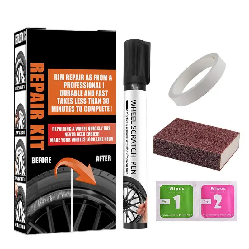 Car Wheel Rim Scratch Repair Kit Universal Markers And Fillers Black For Rims Quick & Easy To Use Car Paint Accessories